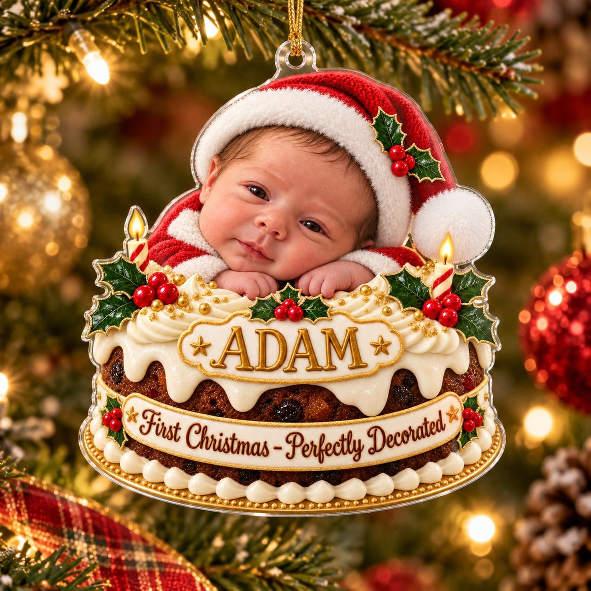 Personalized Baby Perfectly Decorated First Christmas Ornament - image 1 | Jolliboo