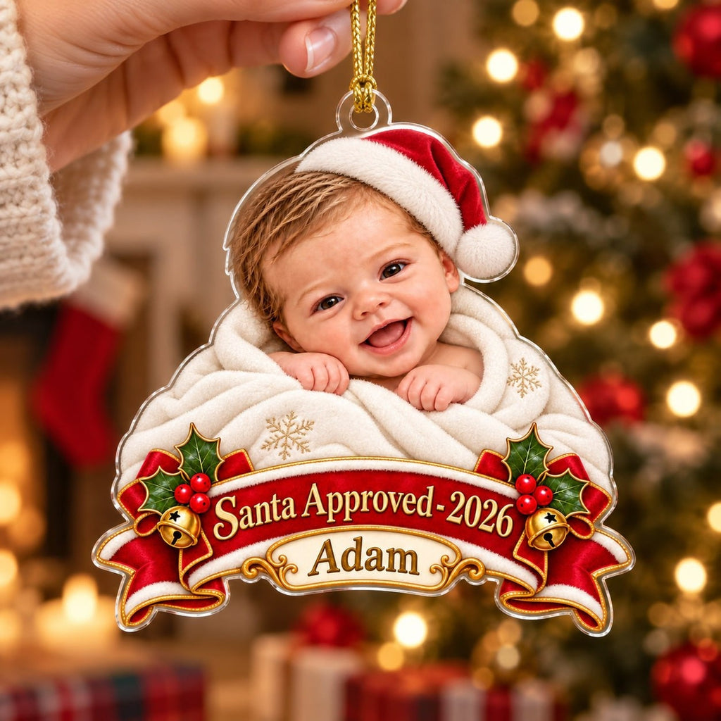 Personalized Baby Santa Approved Christmas Ornament - image 3 | Jolliboo