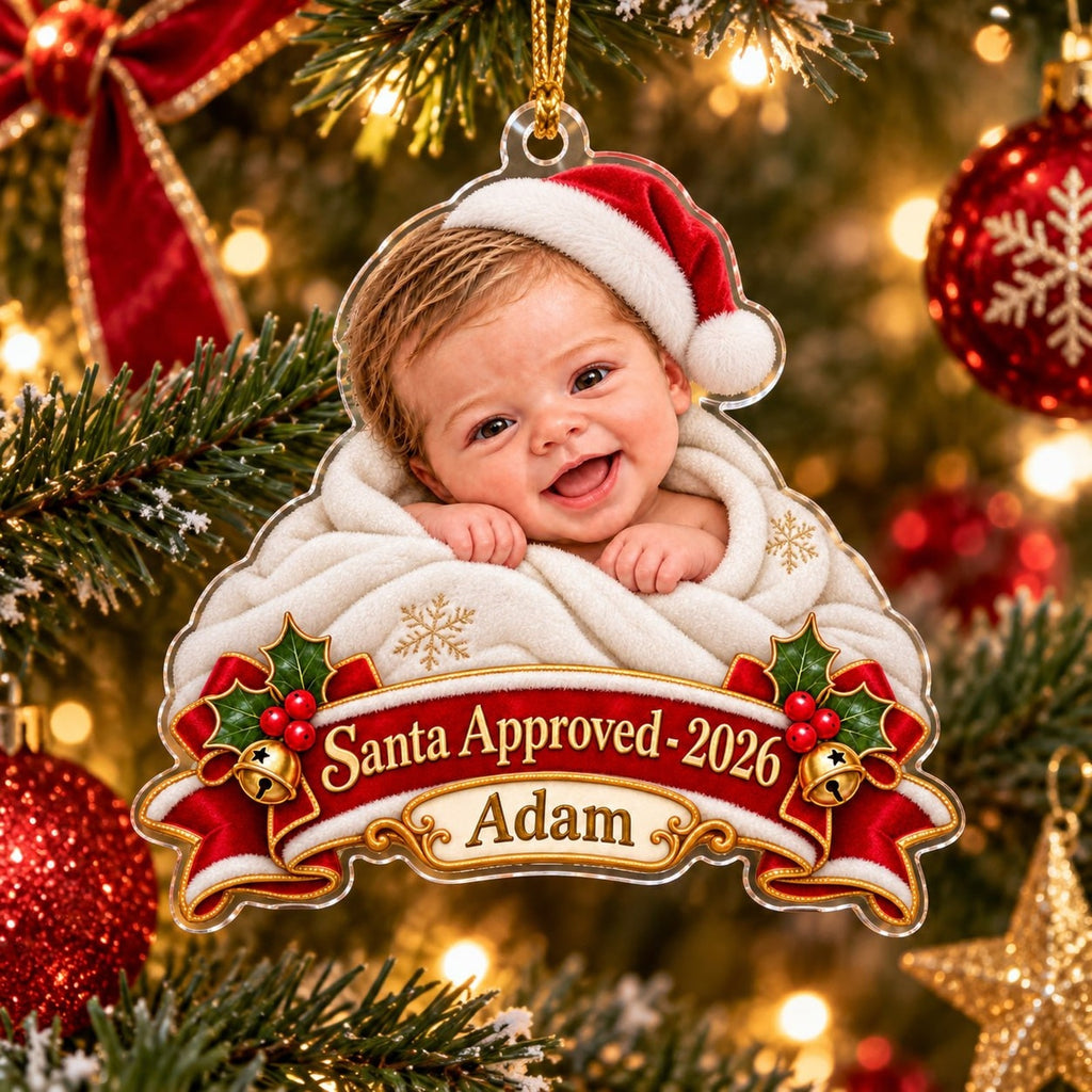 Personalized Baby Santa Approved Christmas Ornament - image 5 | Jolliboo
