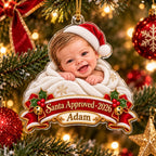 Personalized Baby Santa Approved Christmas Ornament - image 5 | Jolliboo
