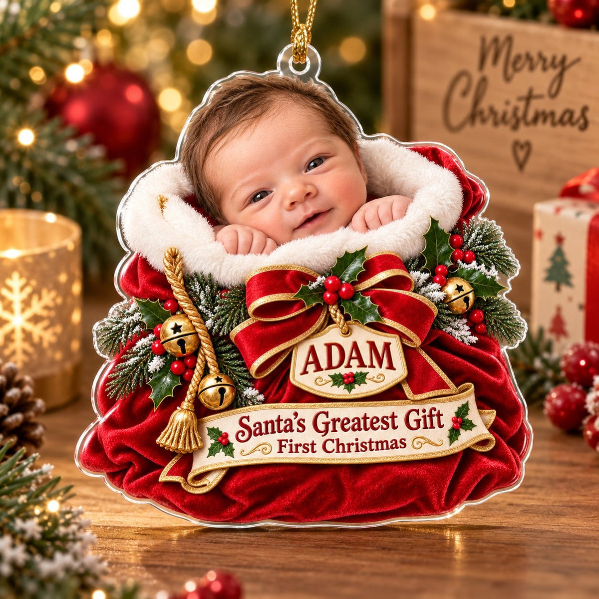 Personalized Baby Santas Greatest Gift First Christmas Ornament - image 1 | Jolliboo