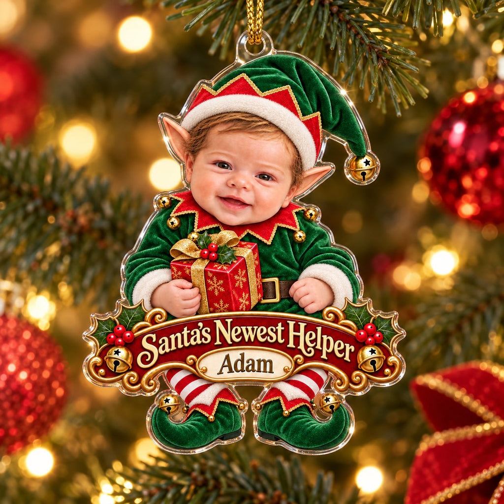 Personalized Baby Santas Newest Helper Christmas Ornament - image 1 | Jolliboo