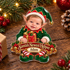 Personalized Baby Santas Newest Helper Christmas Ornament - image 3 | Jolliboo