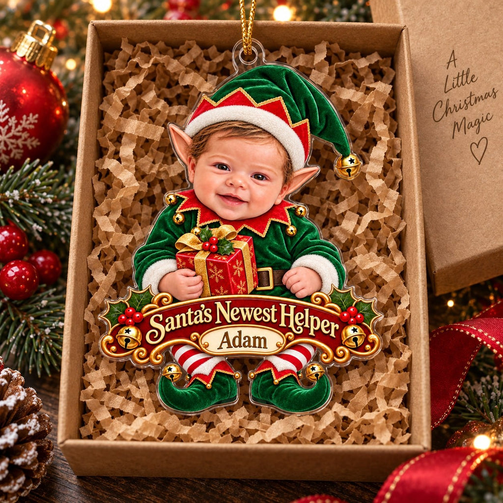 Personalized Baby Santas Newest Helper Christmas Ornament - image 4 | Jolliboo