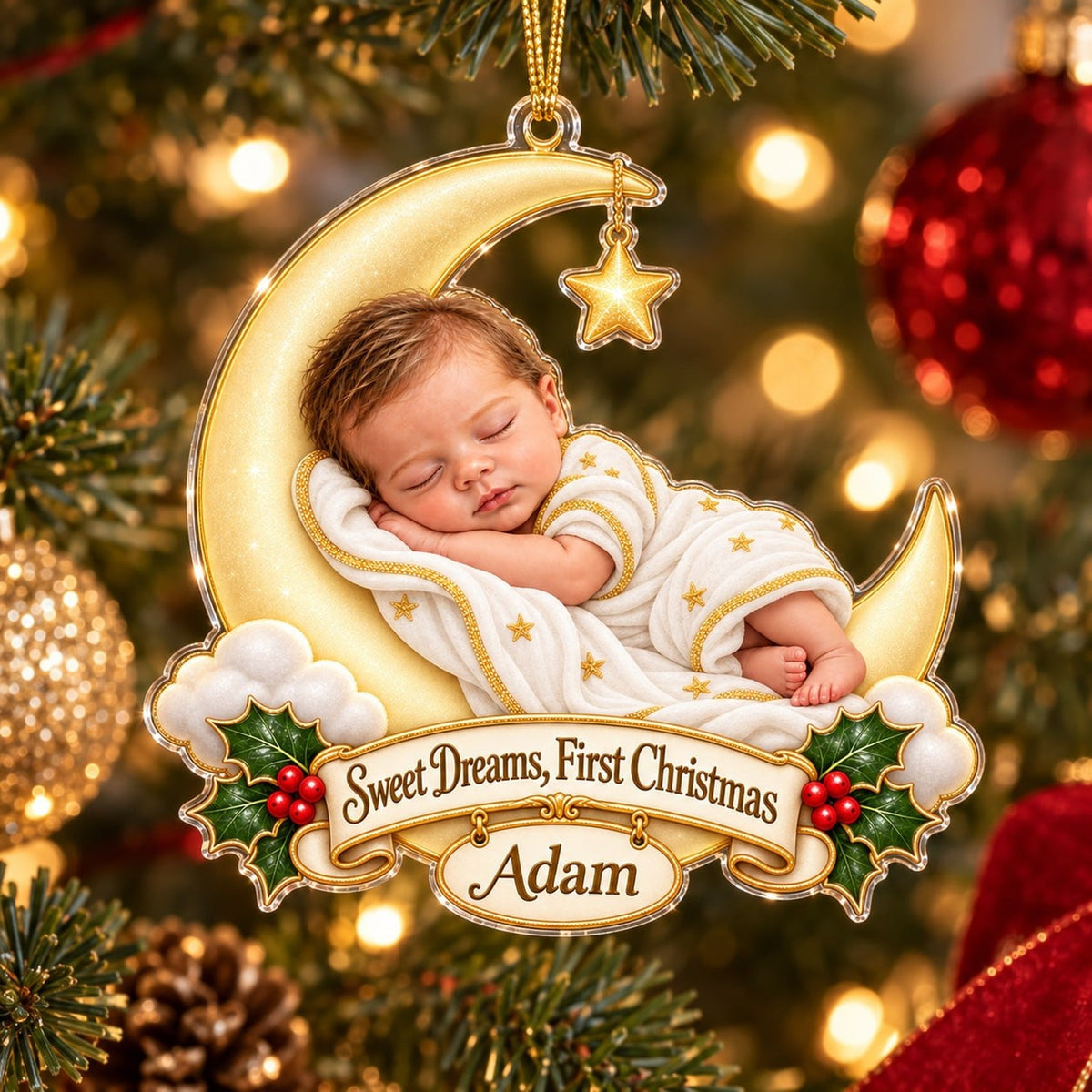 Personalized Baby Sweet Dreams First Christmas Ornament - image 2 | Jolliboo
