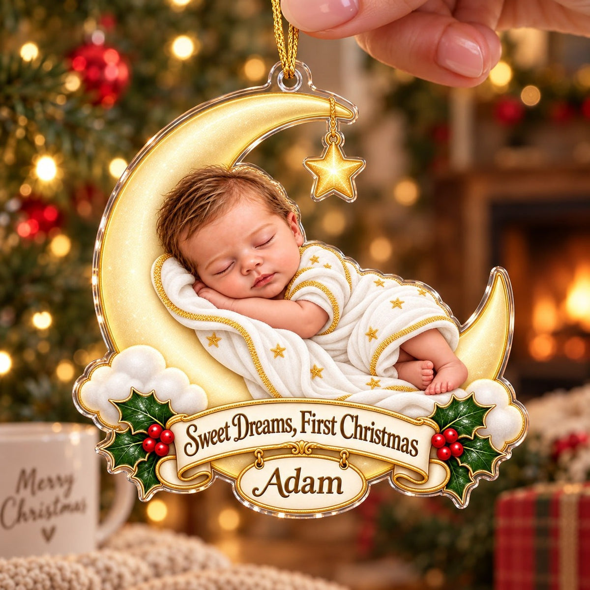 Personalized Baby Sweet Dreams First Christmas Ornament - image 4 | Jolliboo