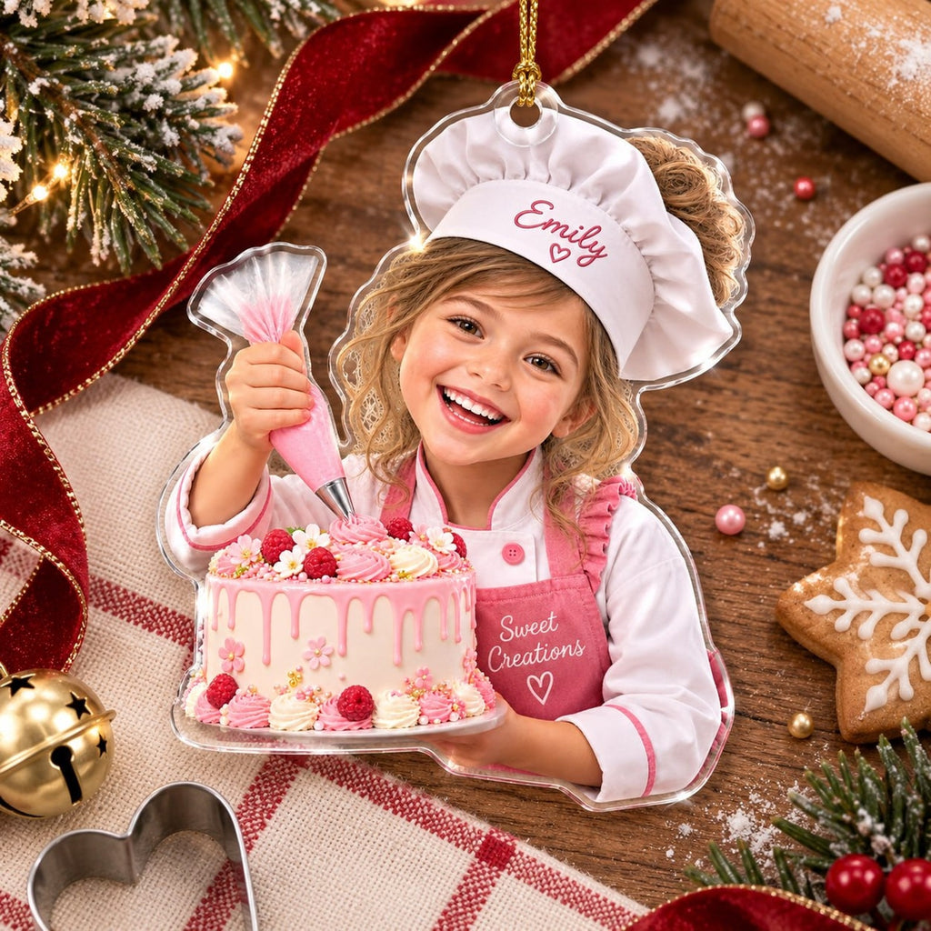 Personalized Baker Girl Custom Photo Ornament - image 3 | Jolliboo