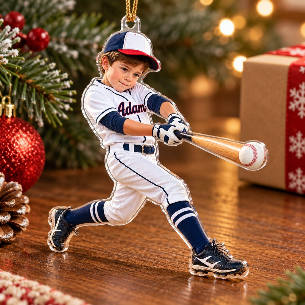 Personalized Baseball Boy Christmas Ornament - image 2 | Jolliboo