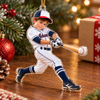 Personalized Baseball Boy Christmas Ornament - image 2 | Jolliboo