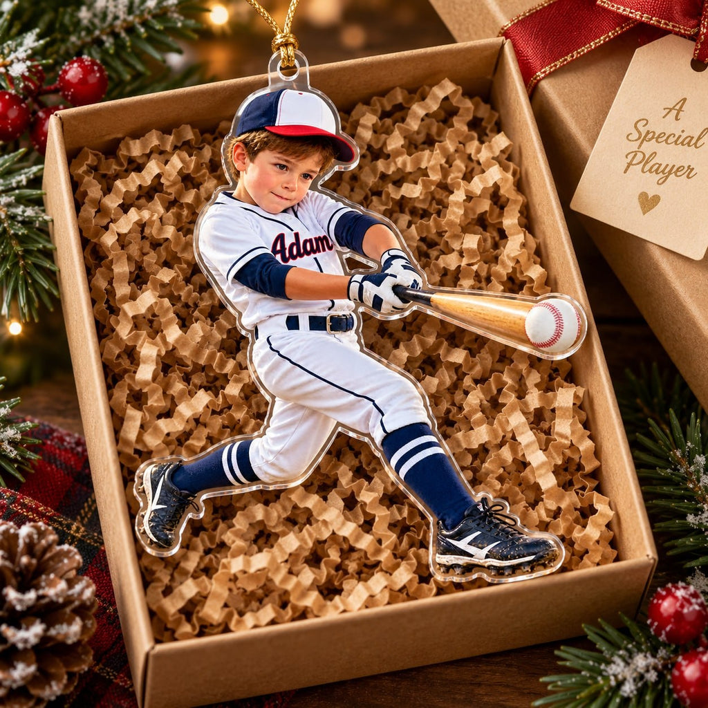 Personalized Baseball Boy Christmas Ornament - image 3 | Jolliboo