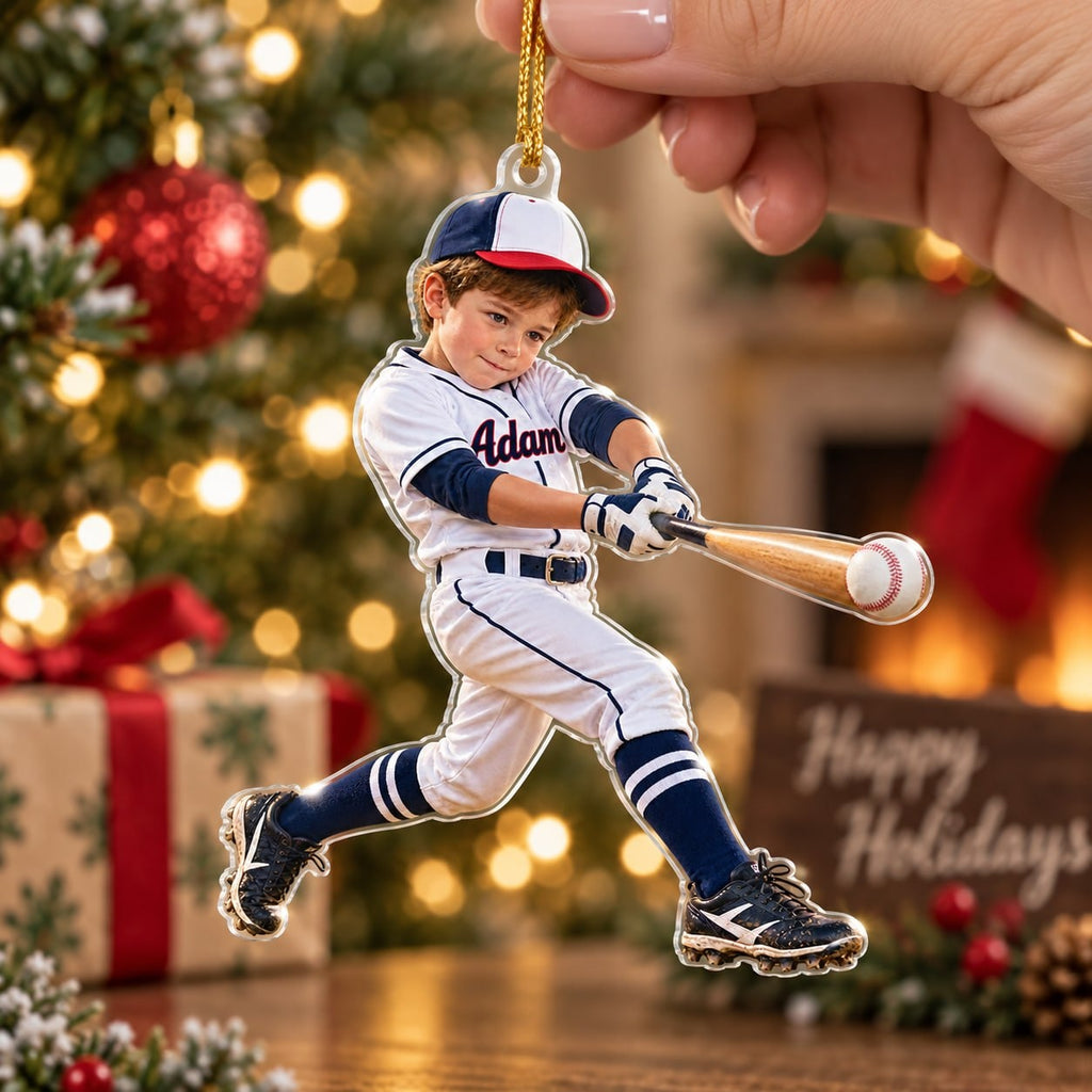 Personalized Baseball Boy Christmas Ornament - image 4 | Jolliboo