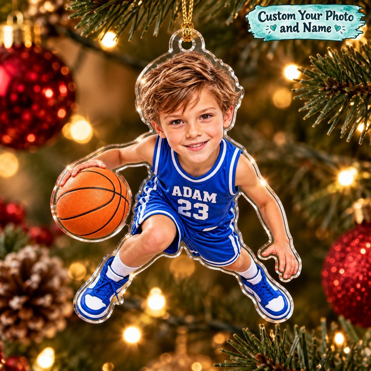 Personalized Basketball Boy Christmas Ornament - image 1 | Jolliboo