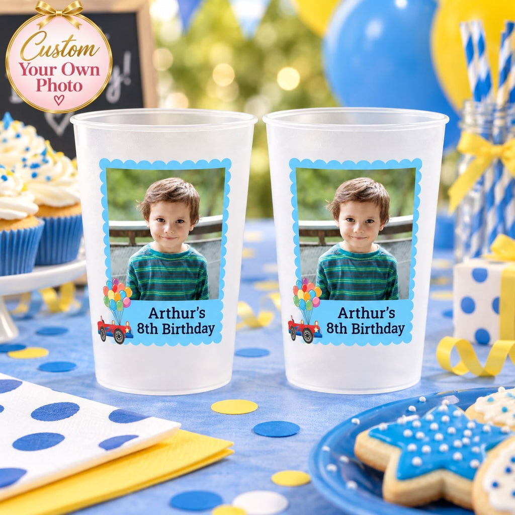 Personalized Blue Balloon Birthday Photo Cup - image 1 | Jolliboo