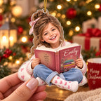 Personalized Book Lover Girl Christmas Ornament - image 2 | Jolliboo