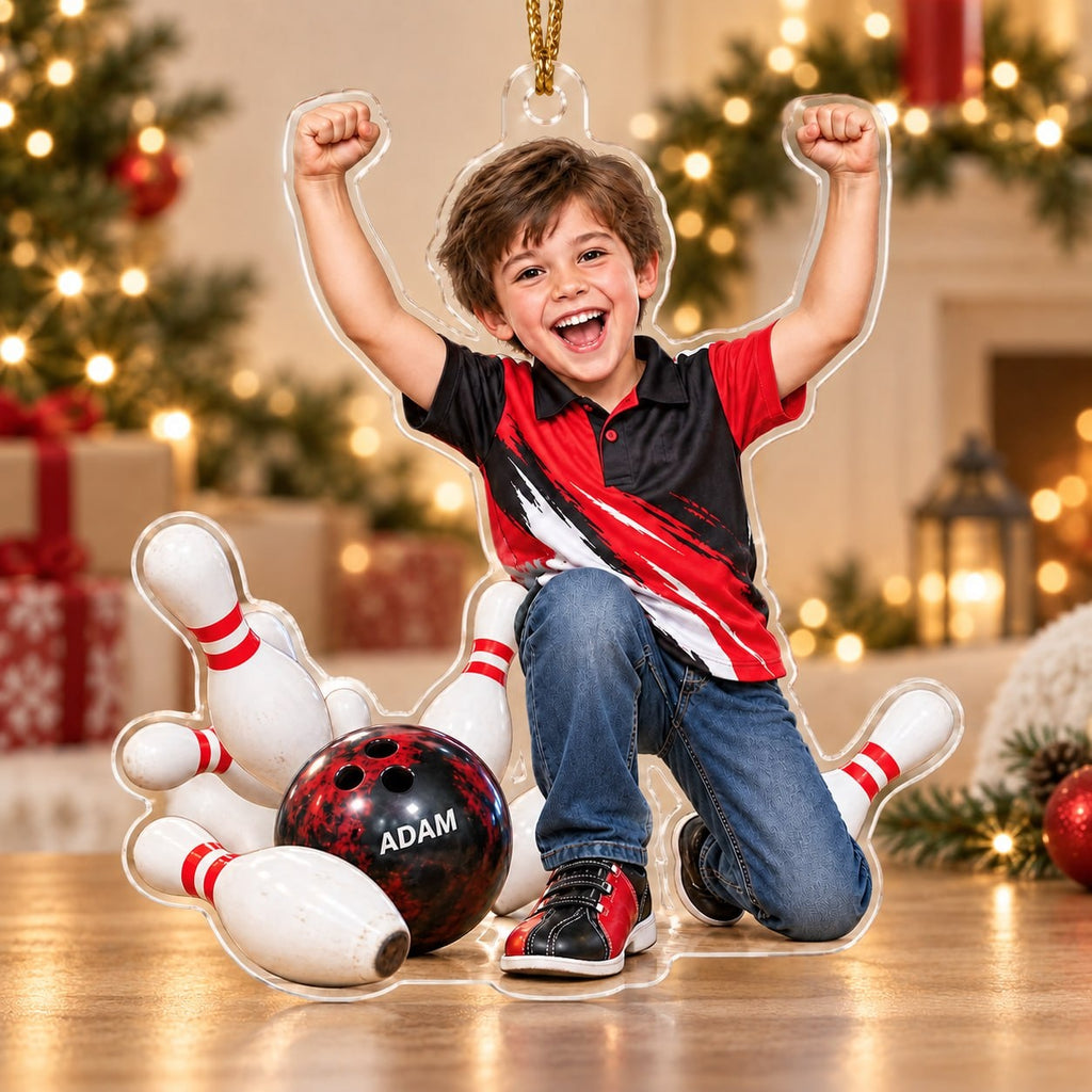 Personalized Bowling Boy Christmas Ornament - image 2 | Jolliboo