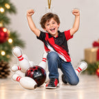 Personalized Bowling Boy Christmas Ornament - image 4 | Jolliboo