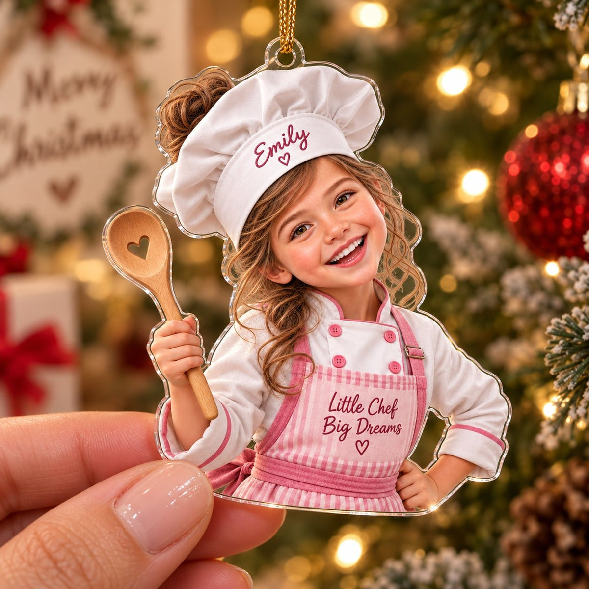 Personalized Chef Girl Christmas Ornament - image 2 | Jolliboo