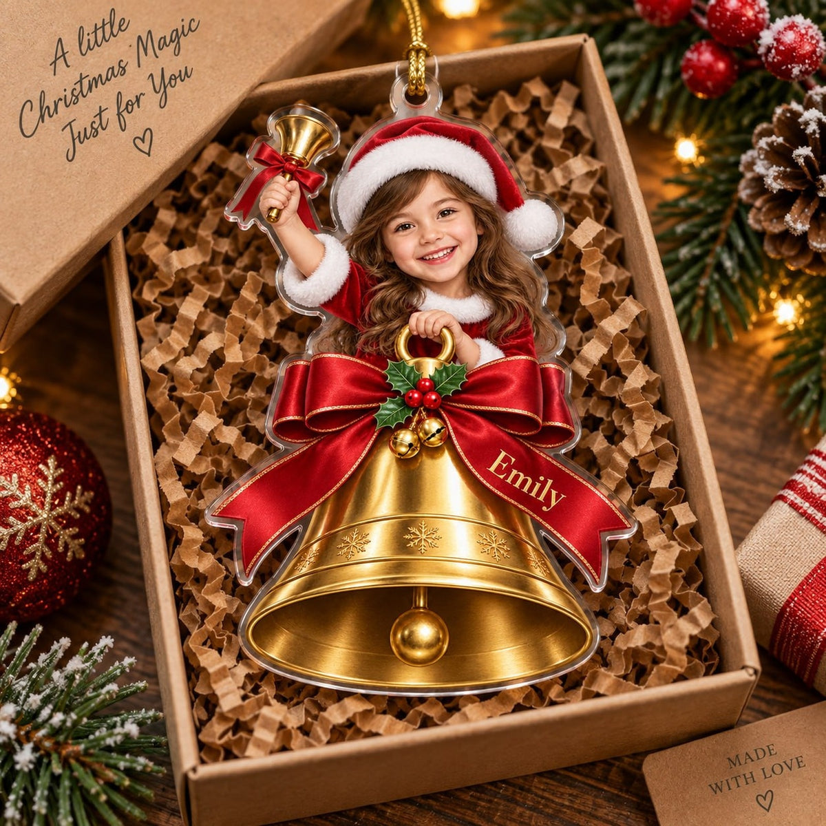 Personalized Christmas Bell Girl Ornament - image 4 | Jolliboo
