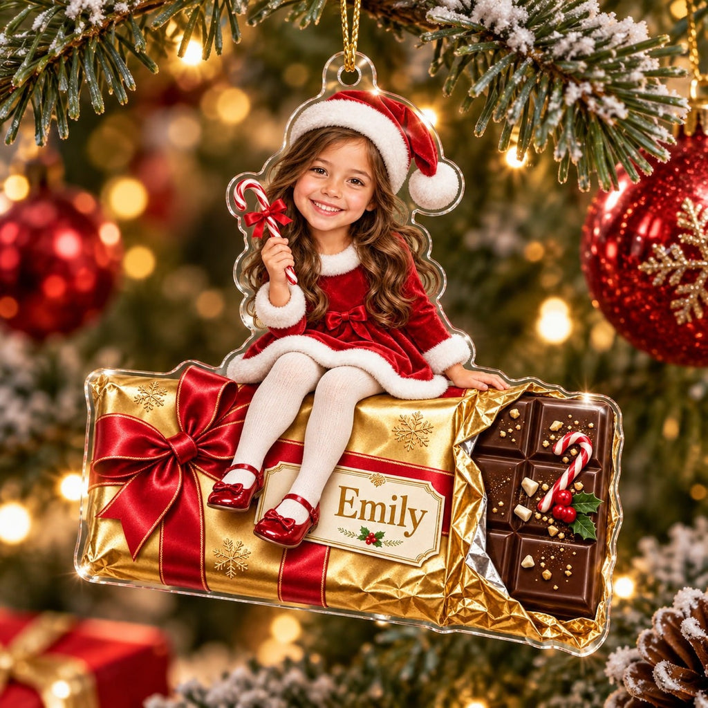 Personalized Christmas Candy Bar Girl Ornament - image 2 | Jolliboo