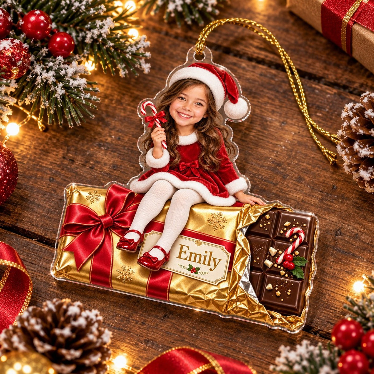 Personalized Christmas Candy Bar Girl Ornament - image 4 | Jolliboo