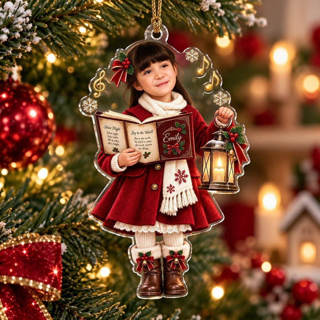 Personalized Christmas Carol Photo Ornament - image 1 | Jolliboo