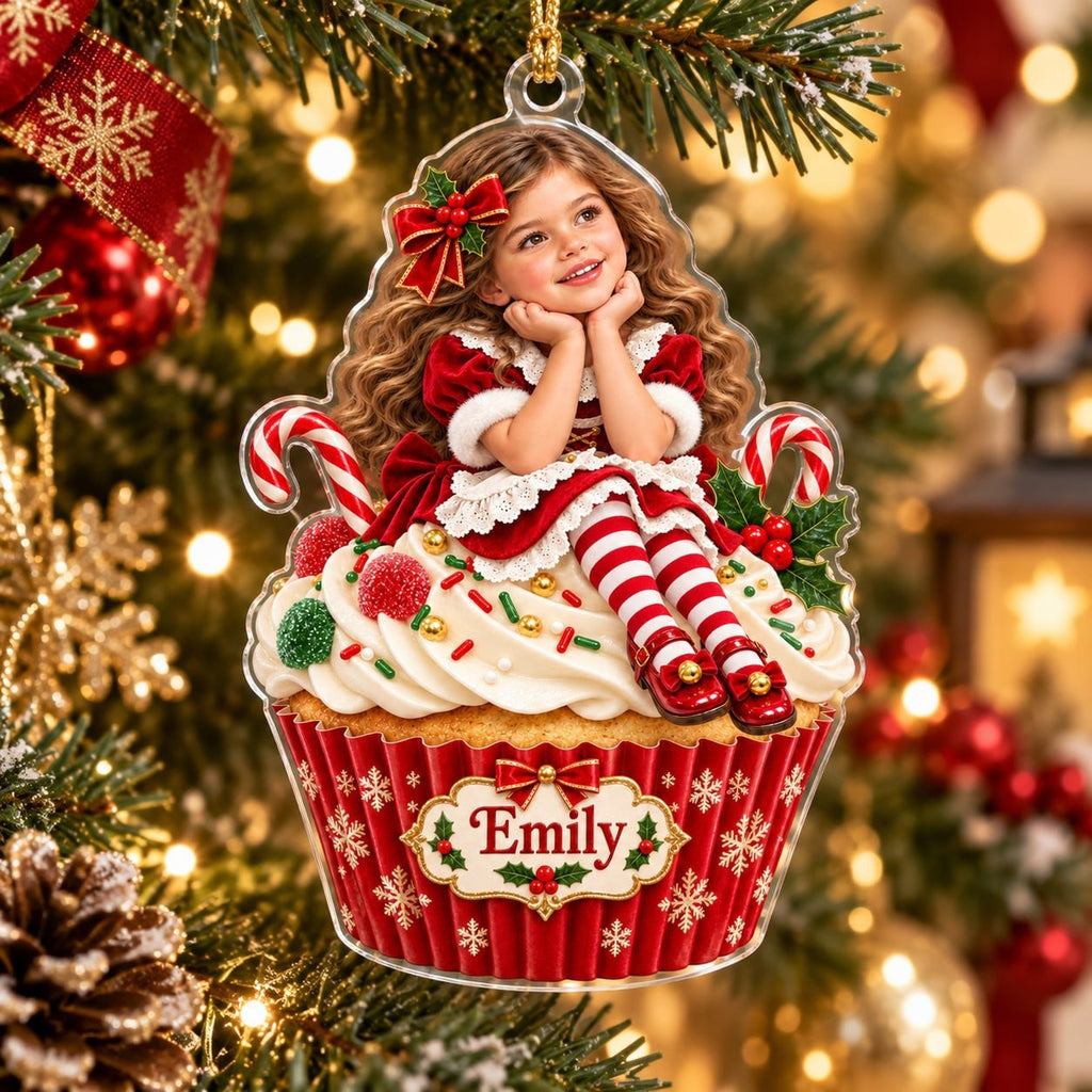 Personalized Christmas Cupcake Girl Ornament - image 2 | Jolliboo
