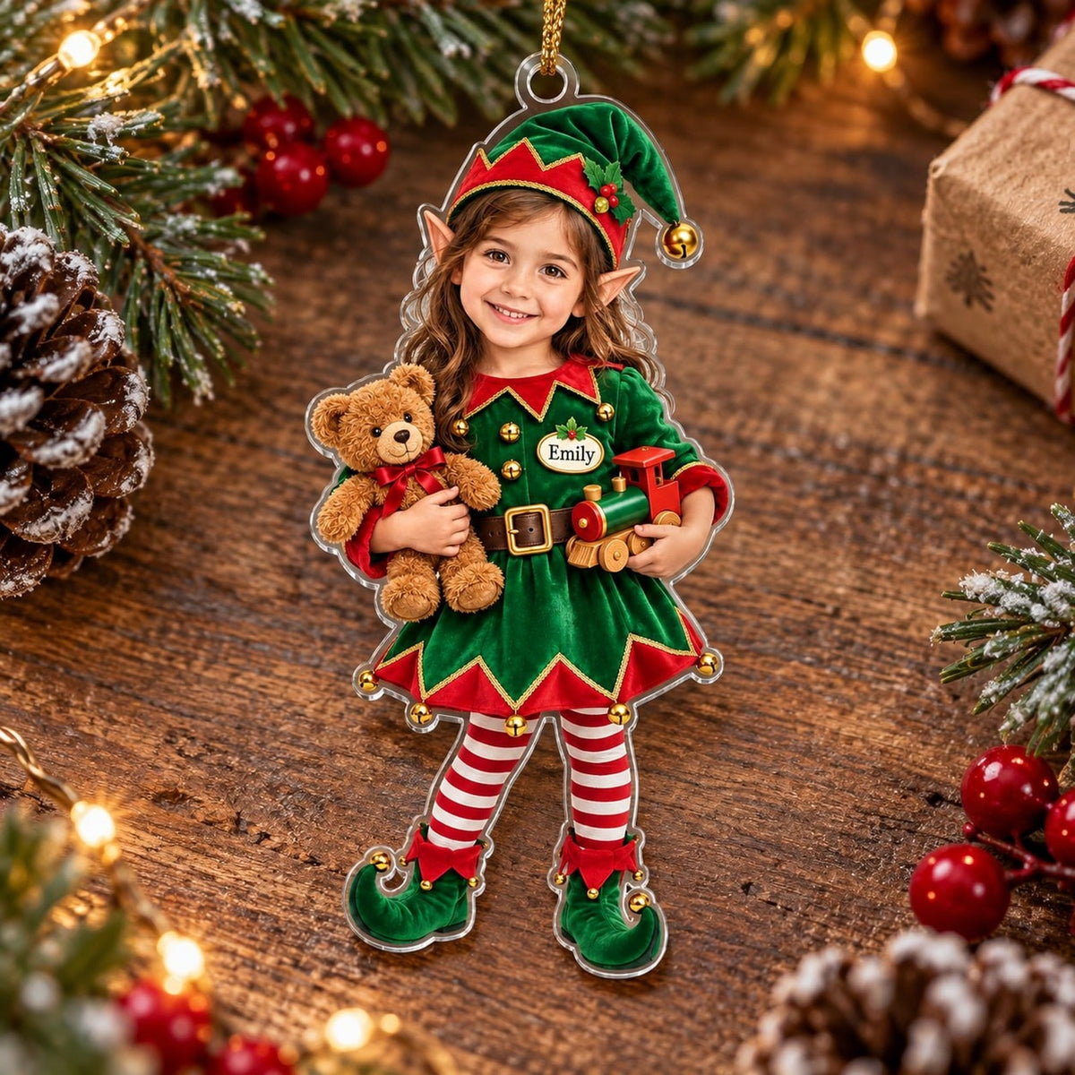 Personalized Christmas Elf Girl Ornament - image 2 | Jolliboo