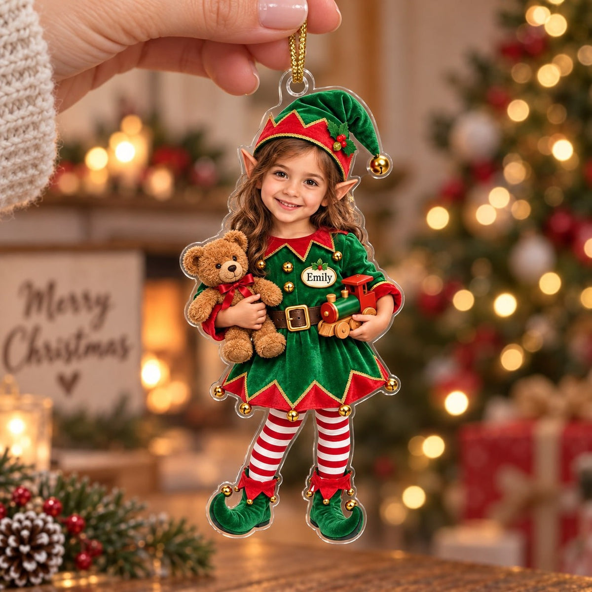 Personalized Christmas Elf Girl Ornament - image 4 | Jolliboo