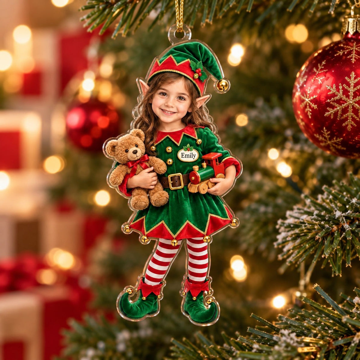Personalized Christmas Elf Girl Ornament - image 5 | Jolliboo