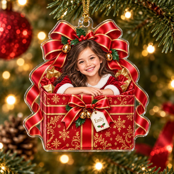 Personalized Christmas Gift Box Kid Ornament - image 1 | Jolliboo