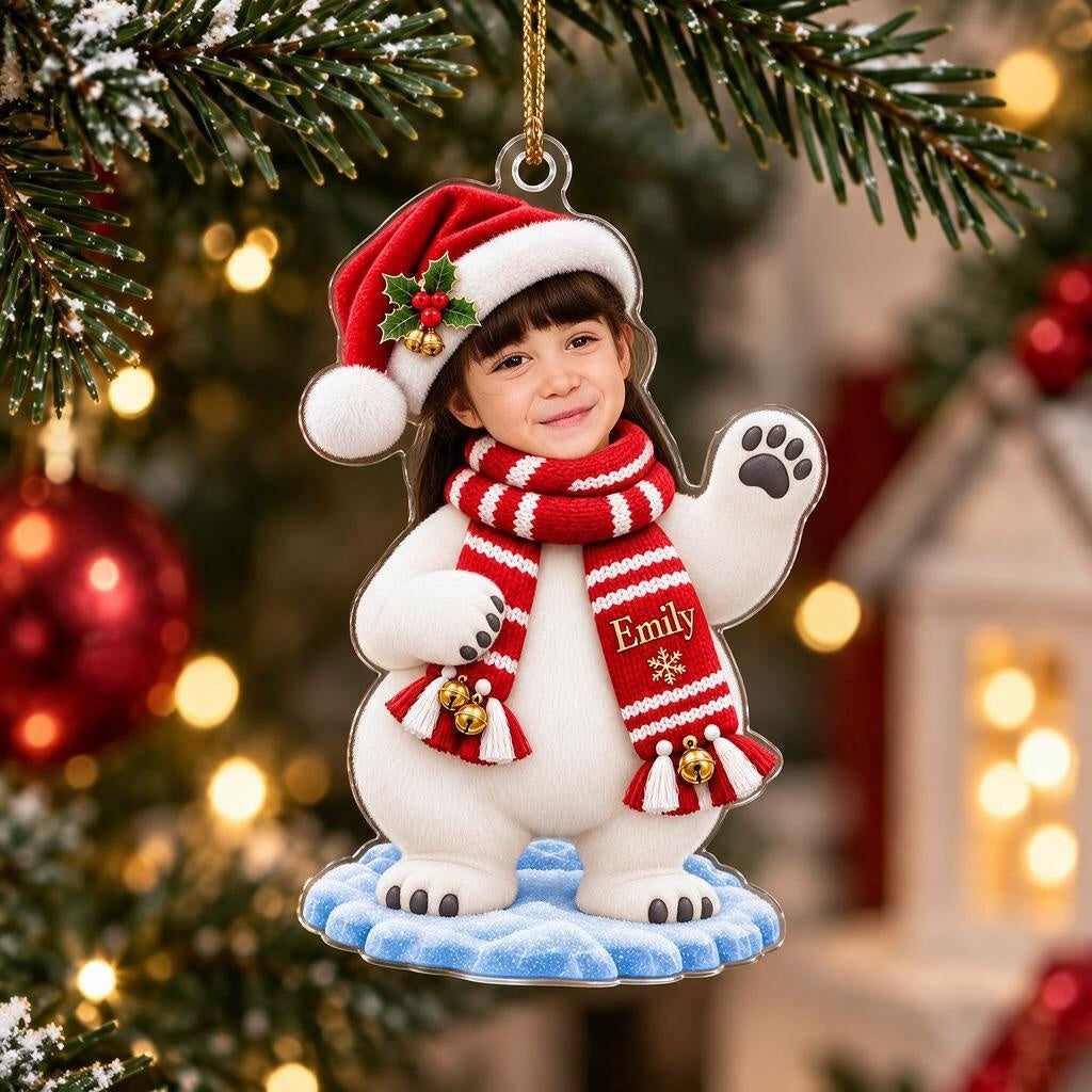 Personalized Christmas Polar Bear Girl Ornament - image 1 | Jolliboo