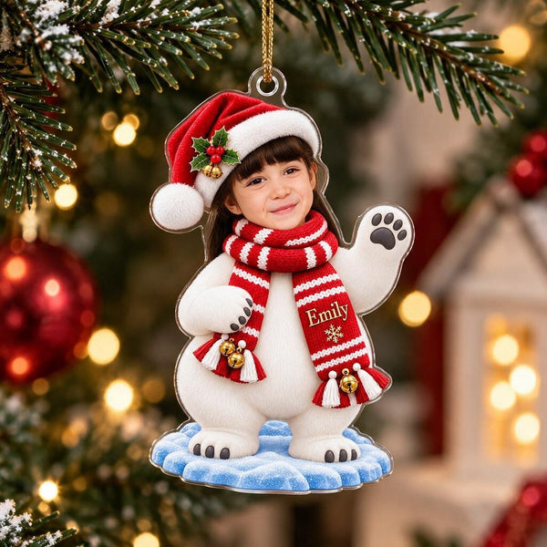 Personalized Christmas Polar Bear Girl Ornament - image 1 | Jolliboo