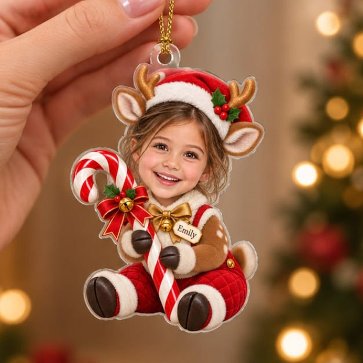 Personalized Christmas Reindeer Girl Ornament - image 3 | Jolliboo