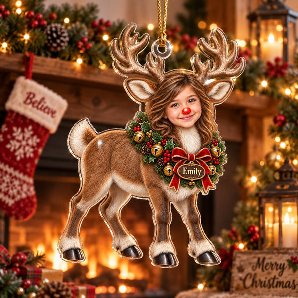 Personalized Christmas Reindeer Kid Ornament - image 1 | Jolliboo