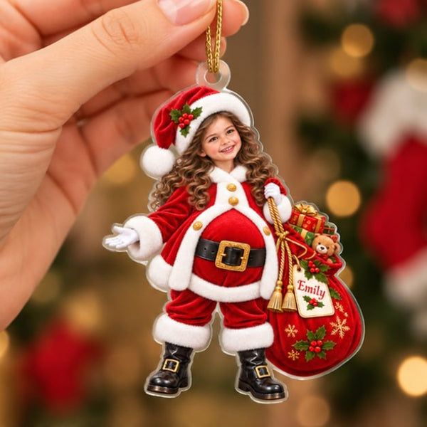 Personalized Christmas Santa Girl Ornament - image 2 | Jolliboo