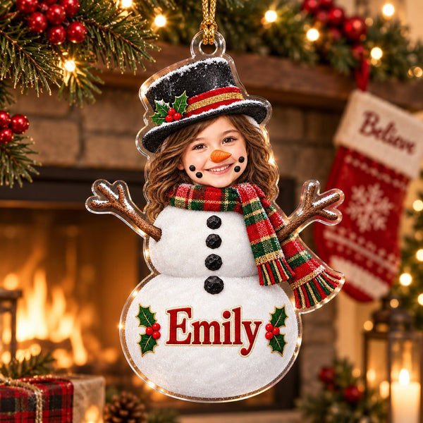 Personalized Christmas Snowman Kid Ornament - image 1 | Jolliboo