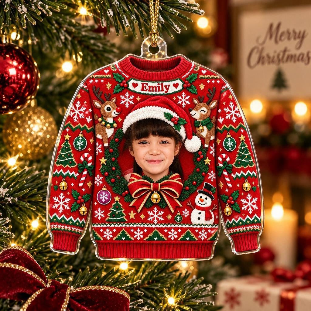 Personalized Christmas Sweater Photo Ornament - image 1 | Jolliboo