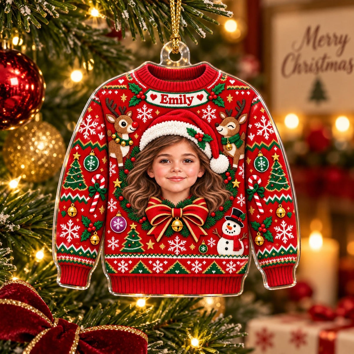 Personalized Christmas Sweater Photo Ornament - image 3 | Jolliboo