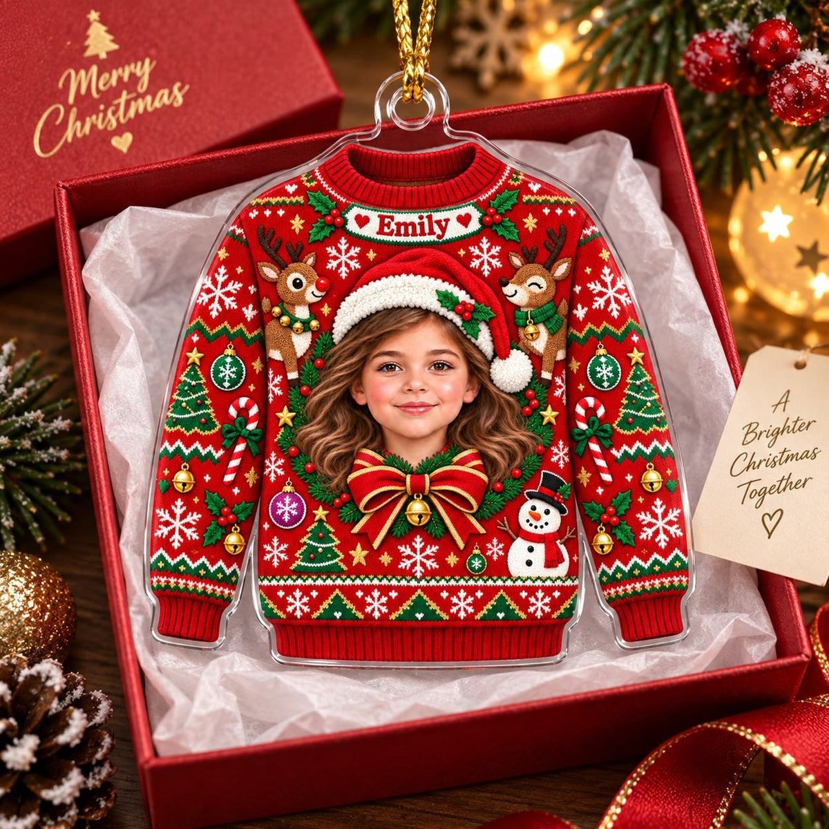 Personalized Christmas Sweater Photo Ornament - image 4 | Jolliboo