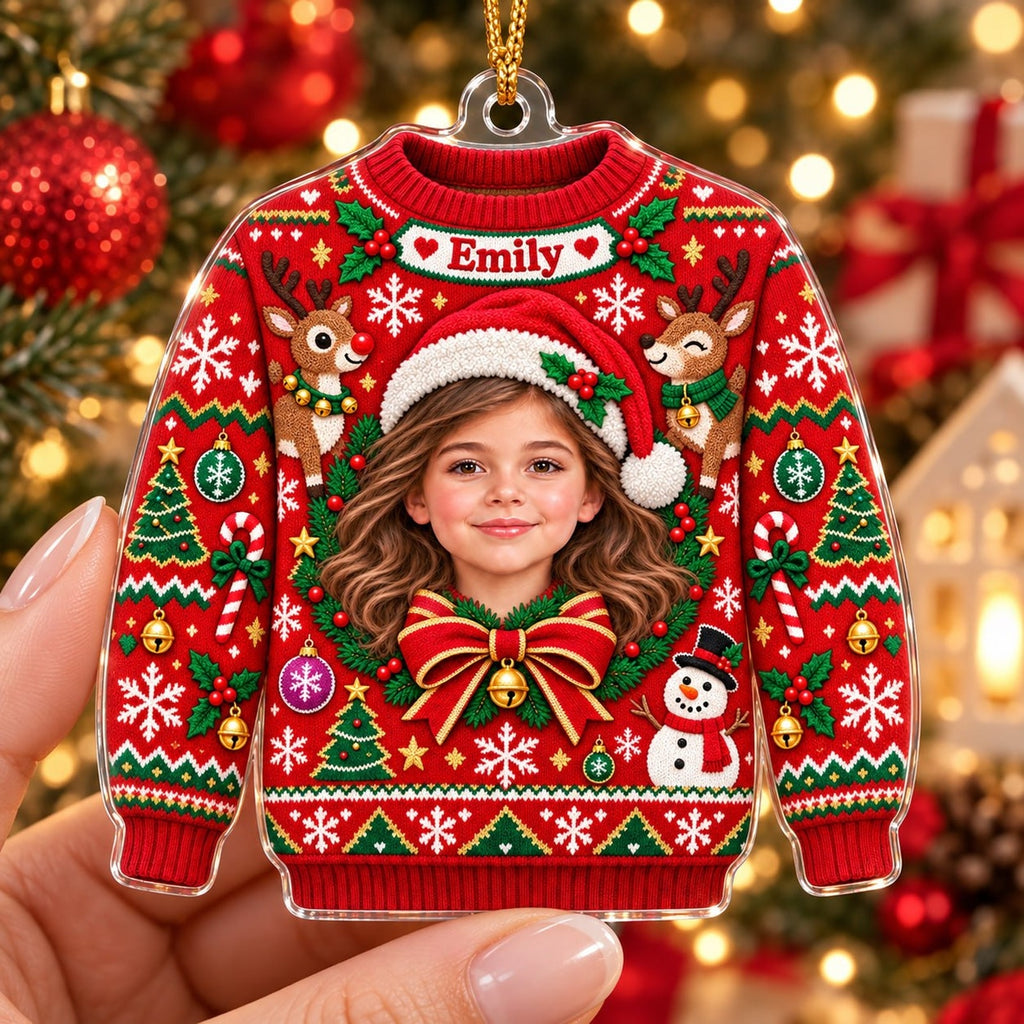 Personalized Christmas Sweater Photo Ornament - image 5 | Jolliboo