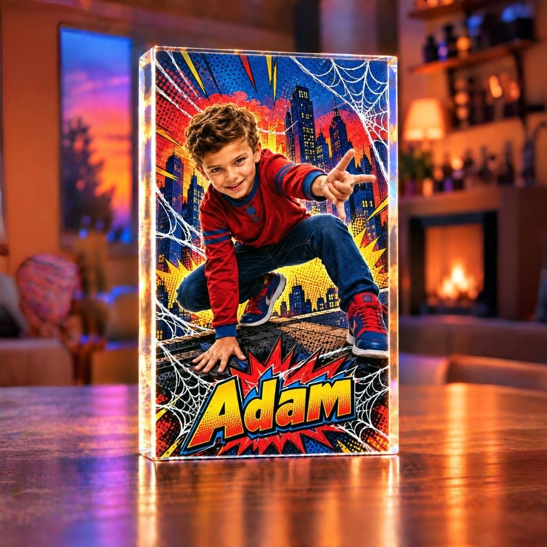 Personalized Comic City Hero Acrylic Block - image 2 | Jolliboo