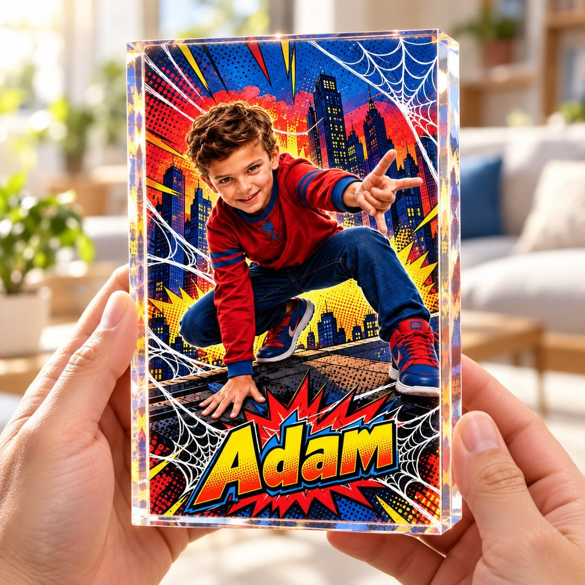 Personalized Comic City Hero Acrylic Block - image 3 | Jolliboo