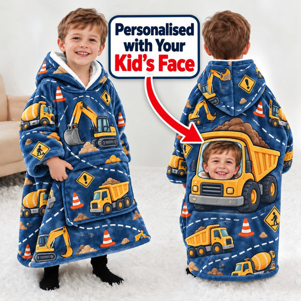 Personalized Construction Crew Blanket Hoodie - featured hero image 3 | Personalized blanket hoodie for kids by Jolliboo