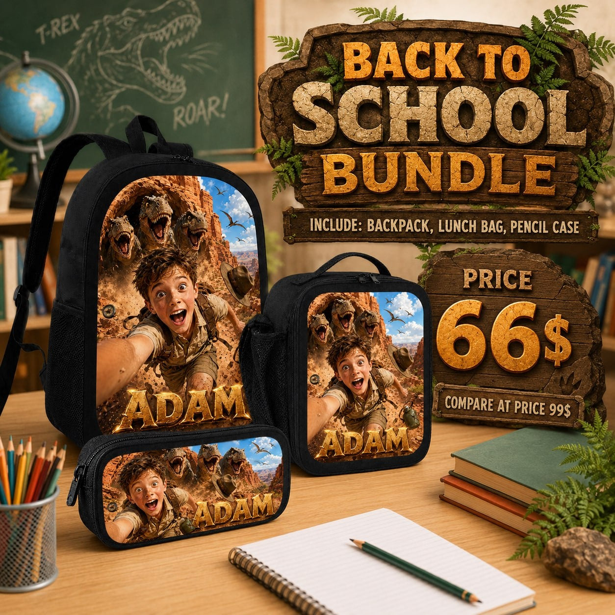Personalized Dinosaur Explorer Backpack - image 6 | Jolliboo
