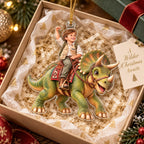 Personalized Dinosaur Riding Boy Christmas Ornament - image 3 | Jolliboo