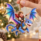 Personalized Dragon Riding Boy Christmas Ornament - image 3 | Jolliboo