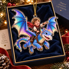 Personalized Dragon Riding Boy Christmas Ornament - image 4 | Jolliboo