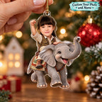 Personalized Elephant Riding Boy Christmas Ornament - image 1 | Jolliboo