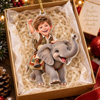 Personalized Elephant Riding Boy Christmas Ornament - image 2 | Jolliboo