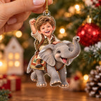 Personalized Elephant Riding Boy Christmas Ornament - image 3 | Jolliboo